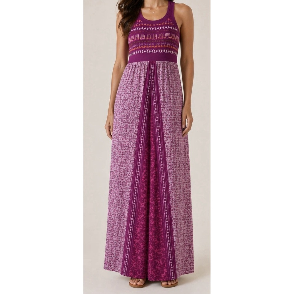 Athleta Rio Maxi Racerback Dress Raspberry Stretch Build In Bra Size Small